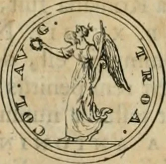 An illustration from Numismata ærea imperatorum, augustarum, et cæsarum, in coloniis, municilpiis, et urbibus jure latio donatis, ex omni modulo percussa, 1695, leaf 197