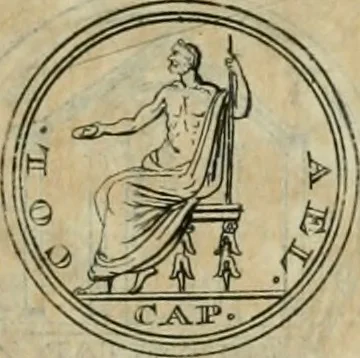 An illustration from Numismata ærea imperatorum, augustarum, et cæsarum, in coloniis, municilpiis, et urbibus jure latio donatis, ex omni modulo percussa, 1695, leaf 200