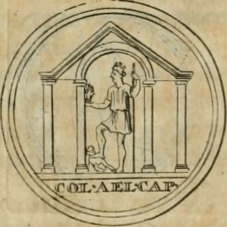 An illustration from Numismata ærea imperatorum, augustarum, et cæsarum, in coloniis, municilpiis, et urbibus jure latio donatis, ex omni modulo percussa, 1695, leaf 201