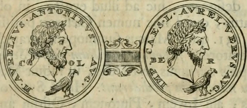 An illustration from Numismata ærea imperatorum, augustarum, et cæsarum, in coloniis, municilpiis, et urbibus jure latio donatis, ex omni modulo percussa, 1695, leaf 202