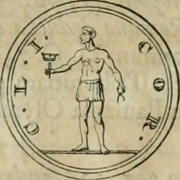 An illustration from Numismata ærea imperatorum, augustarum, et cæsarum, in coloniis, municilpiis, et urbibus jure latio donatis, ex omni modulo percussa, 1695, leaf 210