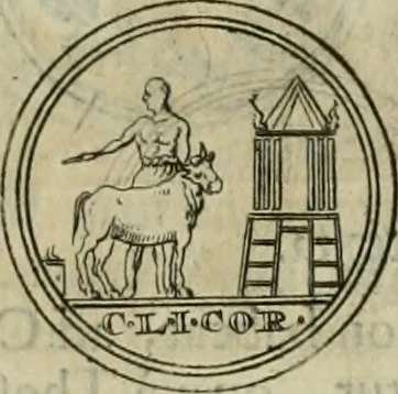 An illustration from Numismata ærea imperatorum, augustarum, et cæsarum, in coloniis, municilpiis, et urbibus jure latio donatis, ex omni modulo percussa, 1695, leaf 212