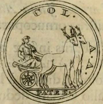 An illustration from Numismata ærea imperatorum, augustarum, et cæsarum, in coloniis, municilpiis, et urbibus jure latio donatis, ex omni modulo percussa, 1695, leaf 215