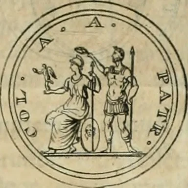 An illustration from Numismata ærea imperatorum, augustarum, et cæsarum, in coloniis, municilpiis, et urbibus jure latio donatis, ex omni modulo percussa, 1695, leaf 216