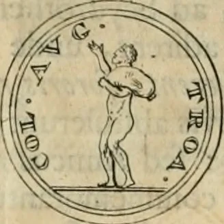An illustration from Numismata ærea imperatorum, augustarum, et cæsarum, in coloniis, municilpiis, et urbibus jure latio donatis, ex omni modulo percussa, 1695, leaf 219