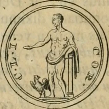 An illustration from Numismata ærea imperatorum, augustarum, et cæsarum, in coloniis, municilpiis, et urbibus jure latio donatis, ex omni modulo percussa, 1695, leaf 223