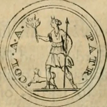 An illustration from Numismata ærea imperatorum, augustarum, et cæsarum, in coloniis, municilpiis, et urbibus jure latio donatis, ex omni modulo percussa, 1695, leaf 229
