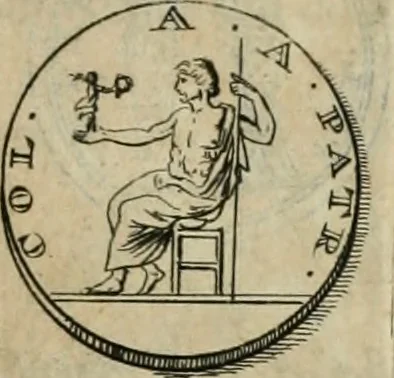 An illustration from Numismata ærea imperatorum, augustarum, et cæsarum, in coloniis, municilpiis, et urbibus jure latio donatis, ex omni modulo percussa, 1695, leaf 240