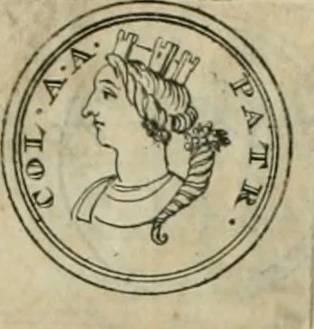 An illustration from Numismata ærea imperatorum, augustarum, et cæsarum, in coloniis, municilpiis, et urbibus jure latio donatis, ex omni modulo percussa, 1695, leaf 242