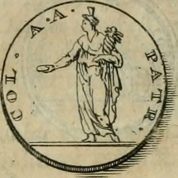 An illustration from Numismata ærea imperatorum, augustarum, et cæsarum, in coloniis, municilpiis, et urbibus jure latio donatis, ex omni modulo percussa, 1695, leaf 242