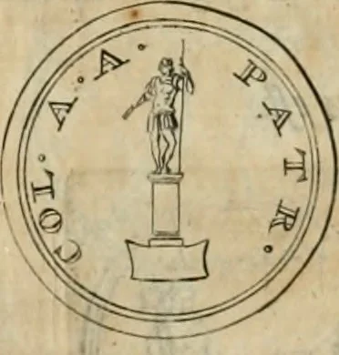 An illustration from Numismata ærea imperatorum, augustarum, et cæsarum, in coloniis, municilpiis, et urbibus jure latio donatis, ex omni modulo percussa, 1695, leaf 243