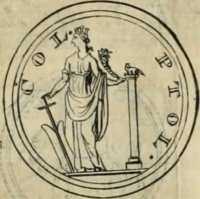 An illustration from Numismata ærea imperatorum, augustarum, et cæsarum, in coloniis, municilpiis, et urbibus jure latio donatis, ex omni modulo percussa, 1695, leaf 284