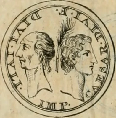 An illustration from Numismata ærea imperatorum, augustarum, et cæsarum, in coloniis, municilpiis, et urbibus jure latio donatis, ex omni modulo percussa, 1695, leaf 29