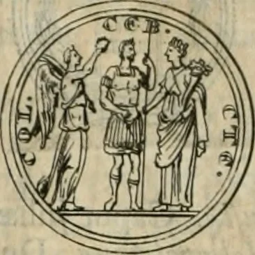 An illustration from Numismata ærea imperatorum, augustarum, et cæsarum, in coloniis, municilpiis, et urbibus jure latio donatis, ex omni modulo percussa, 1695, leaf 291