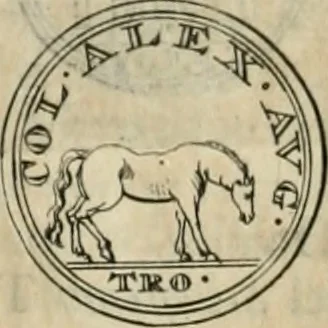 An illustration from Numismata ærea imperatorum, augustarum, et cæsarum, in coloniis, municilpiis, et urbibus jure latio donatis, ex omni modulo percussa, 1695, leaf 291