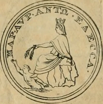 An illustration from Numismata ærea imperatorum, augustarum, et cæsarum, in coloniis, municilpiis, et urbibus jure latio donatis, ex omni modulo percussa, 1695, leaf 303