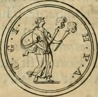 An illustration from Numismata ærea imperatorum, augustarum, et cæsarum, in coloniis, municilpiis, et urbibus jure latio donatis, ex omni modulo percussa, 1695, leaf 307