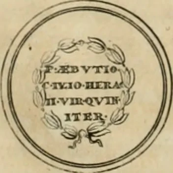 An illustration from Numismata ærea imperatorum, augustarum, et cæsarum, in coloniis, municilpiis, et urbibus jure latio donatis, ex omni modulo percussa, 1695, leaf 31