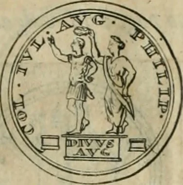 An illustration from Numismata ærea imperatorum, augustarum, et cæsarum, in coloniis, municilpiis, et urbibus jure latio donatis, ex omni modulo percussa, 1695, leaf 310