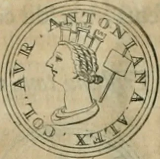 An illustration from Numismata ærea imperatorum, augustarum, et cæsarum, in coloniis, municilpiis, et urbibus jure latio donatis, ex omni modulo percussa, 1695, leaf 314
