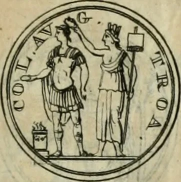 An illustration from Numismata ærea imperatorum, augustarum, et cæsarum, in coloniis, municilpiis, et urbibus jure latio donatis, ex omni modulo percussa, 1695, leaf 314