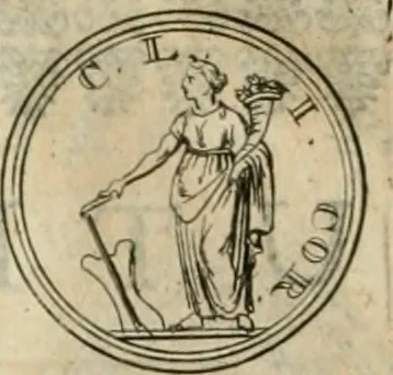 An illustration from Numismata ærea imperatorum, augustarum, et cæsarum, in coloniis, municilpiis, et urbibus jure latio donatis, ex omni modulo percussa, 1695, leaf 321