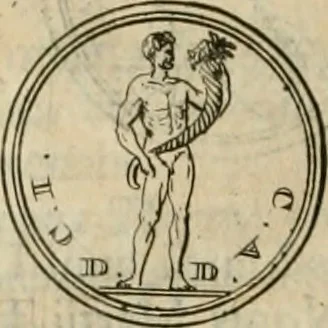 An illustration from Numismata ærea imperatorum, augustarum, et cæsarum, in coloniis, municilpiis, et urbibus jure latio donatis, ex omni modulo percussa, 1695, leaf 323