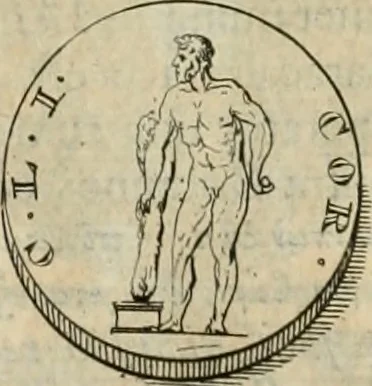 An illustration from Numismata ærea imperatorum, augustarum, et cæsarum, in coloniis, municilpiis, et urbibus jure latio donatis, ex omni modulo percussa, 1695, leaf 323