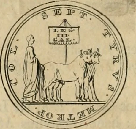 An illustration from Numismata ærea imperatorum, augustarum, et cæsarum, in coloniis, municilpiis, et urbibus jure latio donatis, ex omni modulo percussa, 1695, leaf 329