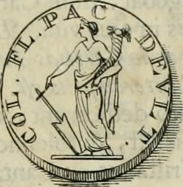 An illustration from Numismata ærea imperatorum, augustarum, et cæsarum, in coloniis, municilpiis, et urbibus jure latio donatis, ex omni modulo percussa, 1695, leaf 334