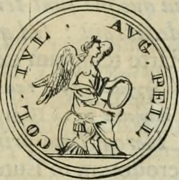An illustration from Numismata ærea imperatorum, augustarum, et cæsarum, in coloniis, municilpiis, et urbibus jure latio donatis, ex omni modulo percussa, 1695, leaf 336
