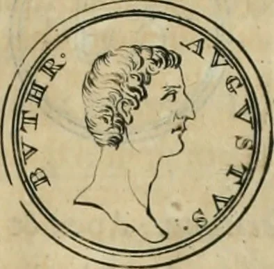 An illustration from Numismata ærea imperatorum, augustarum, et cæsarum, in coloniis, municilpiis, et urbibus jure latio donatis, ex omni modulo percussa, 1695, leaf 34