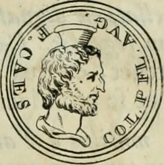An illustration from Numismata ærea imperatorum, augustarum, et cæsarum, in coloniis, municilpiis, et urbibus jure latio donatis, ex omni modulo percussa, 1695, leaf 340