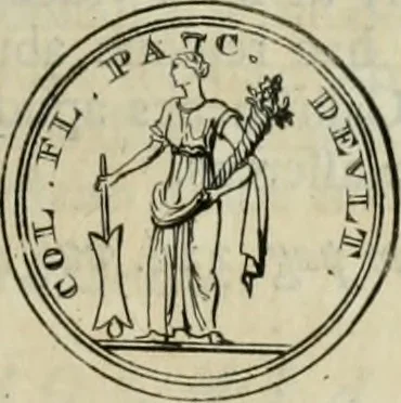 An illustration from Numismata ærea imperatorum, augustarum, et cæsarum, in coloniis, municilpiis, et urbibus jure latio donatis, ex omni modulo percussa, 1695, leaf 340
