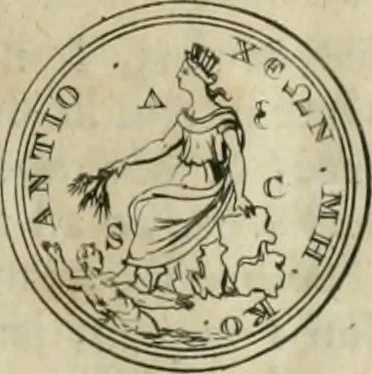 An illustration from Numismata ærea imperatorum, augustarum, et cæsarum, in coloniis, municilpiis, et urbibus jure latio donatis, ex omni modulo percussa, 1695, leaf 342