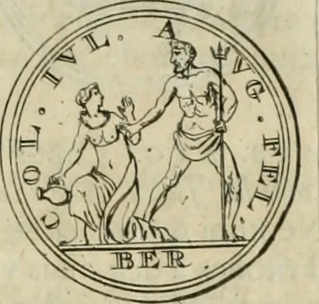 An illustration from Numismata ærea imperatorum, augustarum, et cæsarum, in coloniis, municilpiis, et urbibus jure latio donatis, ex omni modulo percussa, 1695, leaf 344