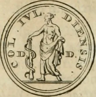 An illustration from Numismata ærea imperatorum, augustarum, et cæsarum, in coloniis, municilpiis, et urbibus jure latio donatis, ex omni modulo percussa, 1695, leaf 349