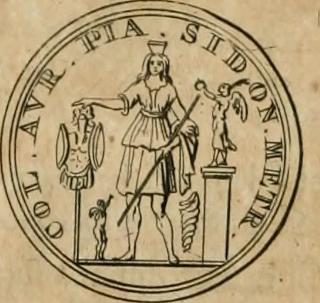An illustration from Numismata ærea imperatorum, augustarum, et cæsarum, in coloniis, municilpiis, et urbibus jure latio donatis, ex omni modulo percussa, 1695, leaf 355