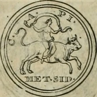 An illustration from Numismata ærea imperatorum, augustarum, et cæsarum, in coloniis, municilpiis, et urbibus jure latio donatis, ex omni modulo percussa, 1695, leaf 358