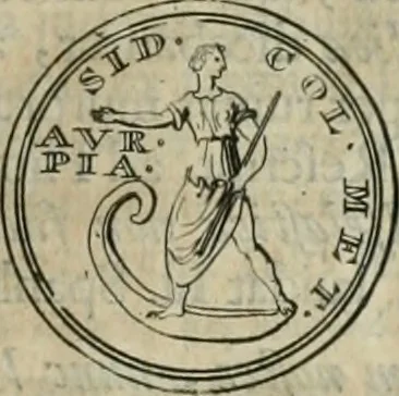 An illustration from Numismata ærea imperatorum, augustarum, et cæsarum, in coloniis, municilpiis, et urbibus jure latio donatis, ex omni modulo percussa, 1695, leaf 358