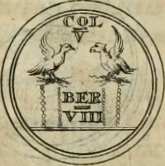 An illustration from Numismata ærea imperatorum, augustarum, et cæsarum, in coloniis, municilpiis, et urbibus jure latio donatis, ex omni modulo percussa, 1695, leaf 36