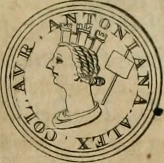 An illustration from Numismata ærea imperatorum, augustarum, et cæsarum, in coloniis, municilpiis, et urbibus jure latio donatis, ex omni modulo percussa, 1695, leaf 360