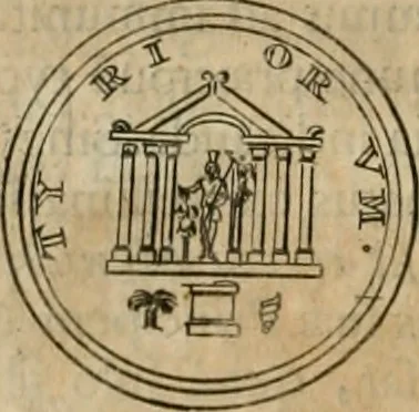 An illustration from Numismata ærea imperatorum, augustarum, et cæsarum, in coloniis, municilpiis, et urbibus jure latio donatis, ex omni modulo percussa, 1695, leaf 361