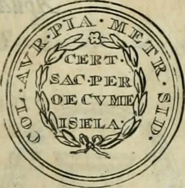 An illustration from Numismata ærea imperatorum, augustarum, et cæsarum, in coloniis, municilpiis, et urbibus jure latio donatis, ex omni modulo percussa, 1695, leaf 374
