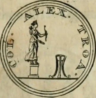 An illustration from Numismata ærea imperatorum, augustarum, et cæsarum, in coloniis, municilpiis, et urbibus jure latio donatis, ex omni modulo percussa, 1695, leaf 374