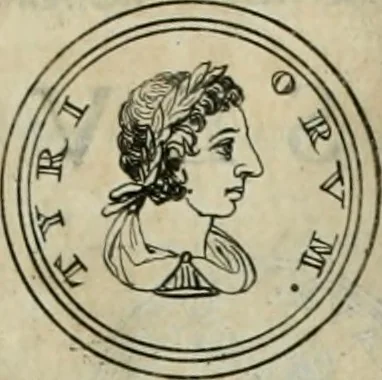 An illustration from Numismata ærea imperatorum, augustarum, et cæsarum, in coloniis, municilpiis, et urbibus jure latio donatis, ex omni modulo percussa, 1695, leaf 380
