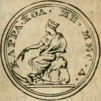 An illustration from Numismata ærea imperatorum, augustarum, et cæsarum, in coloniis, municilpiis, et urbibus jure latio donatis, ex omni modulo percussa, 1695, leaf 385