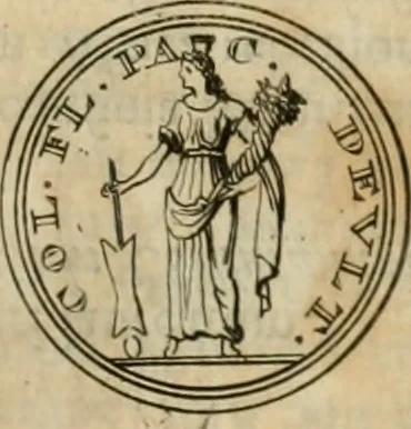 An illustration from Numismata ærea imperatorum, augustarum, et cæsarum, in coloniis, municilpiis, et urbibus jure latio donatis, ex omni modulo percussa, 1695, leaf 387