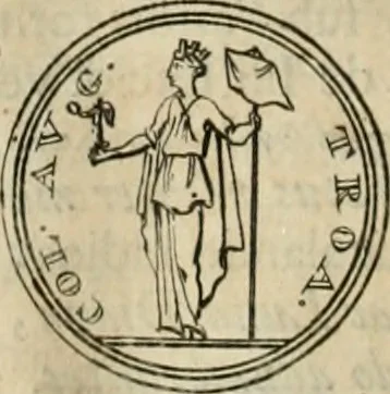 An illustration from Numismata ærea imperatorum, augustarum, et cæsarum, in coloniis, municilpiis, et urbibus jure latio donatis, ex omni modulo percussa, 1695, leaf 395