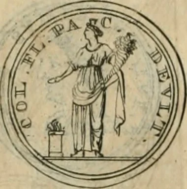 An illustration from Numismata ærea imperatorum, augustarum, et cæsarum, in coloniis, municilpiis, et urbibus jure latio donatis, ex omni modulo percussa, 1695, leaf 405
